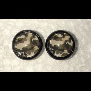 Green Camo Stud Earrings